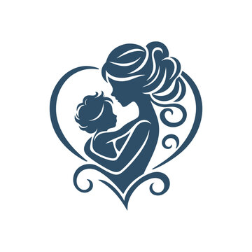 Mother and Baby Within a Heart – Mother’s Day Silhouette Design
