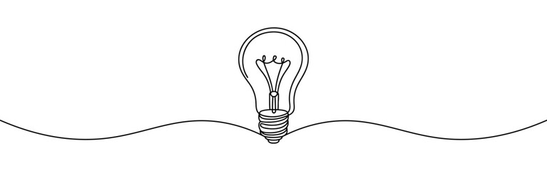 Wall Mural - Light bulb continuous one line drawing. Lightbulb in simple linear style. Idea, brainstorm concept. Vector illustration.