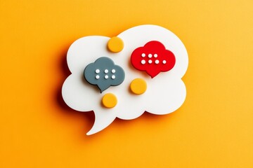 Poster - A clean minimalist icon of a speech bubble with three dots inside, symbolizing a discussion topic