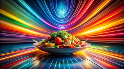 Wall Mural - Futuristic Rainbow Lightning: Abstract Vibrant Food Photography Background