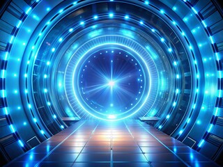 Poster - Futuristic Sci-Fi Portal: Blue Energy Warp Gate, Digital Art Background