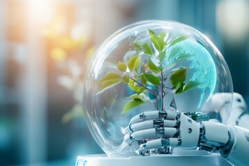 Poster - A futuristic research facility where AI-powered machines assist scientists in experiments