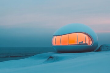 Poster - A futuristic research station on an alien planet, where scientists analyze extraterrestrial life forms