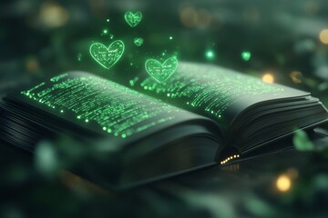 Aufkleber - A high-tech futuristic digital library where glowing holographic books float in mid-air, accessible by touch