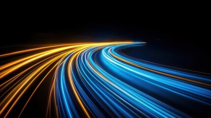 Poster - Dynamic Abstract Background of Blue and Orange Speed Light Trails Creating a Beautiful Motion Blur Effect for Creative Projects and Designs