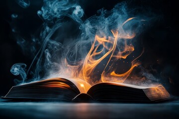 Poster - A magical floating book glowing with golden light, revealing ancient references and forgotten knowledge