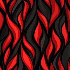 Poster - Bold Abstract Flames in Black and Red Seamless Pattern for Background Design