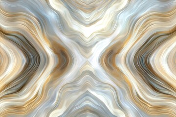 Poster - symmetrical waves create an abstract pattern in soft neutral tones