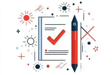 Poster - A simple, clean icon of a document with a checkmark, symbolizing organized distribution