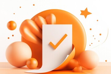Poster - A simple, clean icon of a document with a checkmark, symbolizing organized distribution