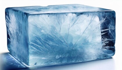 Poster - crystal-clear ice block with frozen patterns for design, advertising, or beverage promotions showcasing frosty texture

