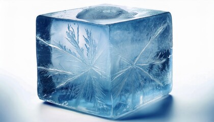 Poster - crystal-clear ice block with frozen patterns for design, advertising, or beverage promotions showcasing frosty texture

