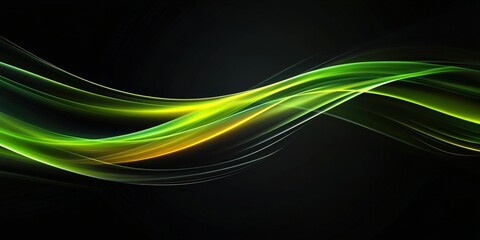 Poster - Abstract Green Lines with Speeding Light Effects on a Dark Background for Modern and Futuristic Design Inspiration and Concepts