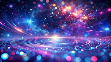 Poster - Holographic Space Background with Bokeh Effect: Abstract Cosmic Nebula