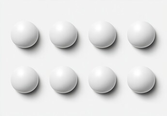 Poster - nine round objects arranged in a two row pattern, on a plain white background, creating a geometric 