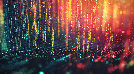 Poster - Digital data streams with vibrant colors and patterns
