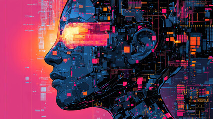 Poster - Conceptual illustration of artificial intelligence and technology