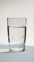 Aufkleber - Depicting a glass filled with clear water accompanied by a minimalist white background, this composition captures the essence of hydration and clarity, ideal for promoting wellness
