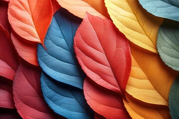 Wall Mural - Colorful leaves arranged in vibrant patterns for promotional flyer designs