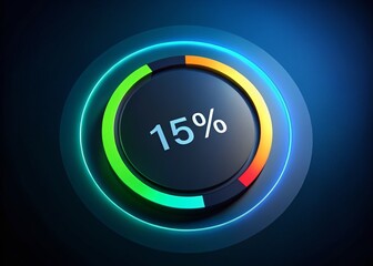 Poster - Low-Light Black Circle Percentage Diagram: 15% Ready for Web Design & UI