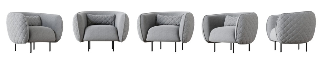 Poster - Armchair set isolated on transparent background. 3D render. 