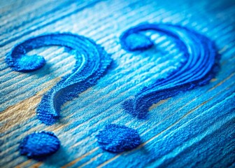 Poster - Macro Blue Punctuation Marks Sketch - Artistic Close-up Photography