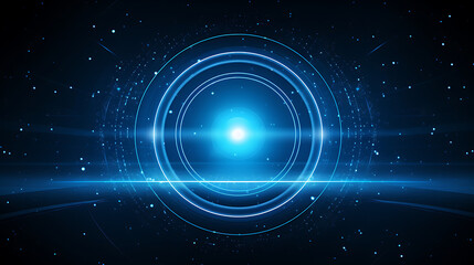 Glowing blue circle digital interface, futuristic tech background, website header