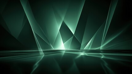 Poster - dark green abstract background with glowing lines and geometric shapes in modern digital art style f