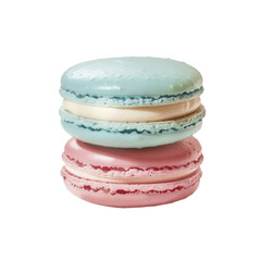 Wall Mural - Delicious macarons in blue and pink colors stacked together, showcasing their delicate texture and creamy filling, perfect for dessert lovers