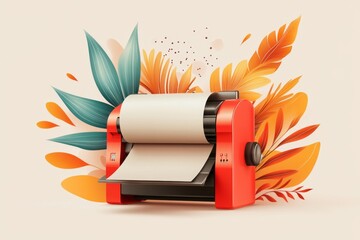 Poster - A clean minimalist icon of a printer with a single sheet of paper emerging, symbolizing printing in progress