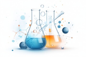 Poster - A clean minimalist icon of a test tube with bubbles rising, symbolizing scientific experiments