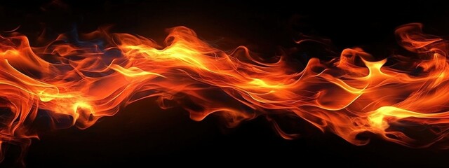 Poster - Vibrant Flames Dance Against a Dark Background Creating a Mesmerizing Display of Heat and Light in a Dynamic Visual Composition