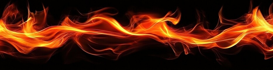 Poster - vibrant flames dancing on a black background, capturing the intensity and beauty of fire in fluid mo
