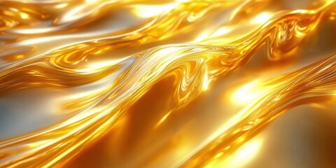 Poster - shimmering golden waves on a glossy background creating a luxurious and elegant atmosphere for backg