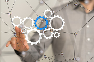 Poster - gear system data. Connecting lines and dots.Big data visualization