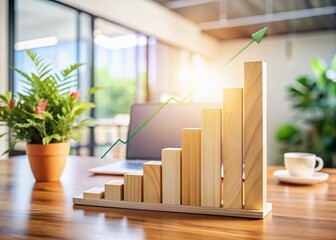 Poster - Minimalist Wooden Bar Graph Infographic: Analyzing Business Growth Trends in Home Office