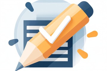 Poster - A simple, clean icon of a document with a checkmark, symbolizing organized distribution