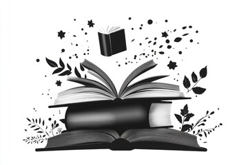 Poster - A simple, clean icon of a library building with a book symbol on top, representing public libraries