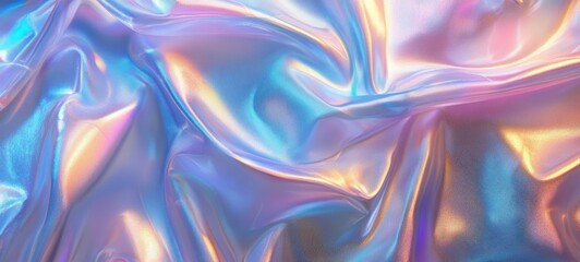 Poster - Stunning Holographic Iridescent Wavy Background with Shiny Texture for Creative and Unique Visual Projects