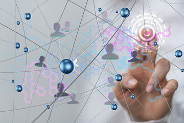 Poster - Network team. Social network. 3d illustration
