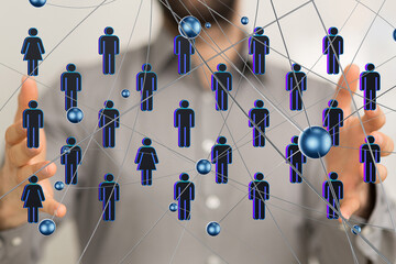 Aufkleber - Global network. Blockchain. 3D illustration. Neural networks and artificial intelligence. Abstract