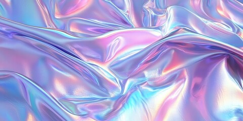 Poster - iridescent holographic foil texture with fluid waves of color and light, ideal for modern design pro