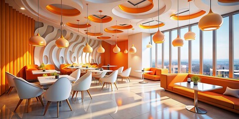 Poster - Modern Minimalist Restaurant Landing Page: White & Orange Surreal Design