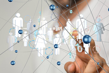 Aufkleber - Global network. Blockchain. 3D illustration. Neural networks and artificial intelligence. Abstract