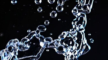 Poster - Capturing the elegance of water in motion, droplets and streams form a dynamic splash against a dark background, highlighting fluidity and transparency in a mesmerizing display