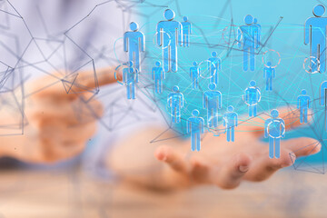 Aufkleber - Global network. Blockchain. 3D illustration. Neural networks and artificial intelligence. Abstract  - neural network exposure digital