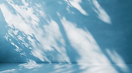 Poster - soft light blue wall background with gentle shadows for minimalist and clean design aesthetic perfec