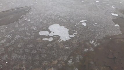 Wall Mural - Air bubble moving under the ice closeup