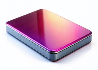 Poster - Panoramic Photo of External Hard Drive on Isolated White Background - High-Resolution Stock Image