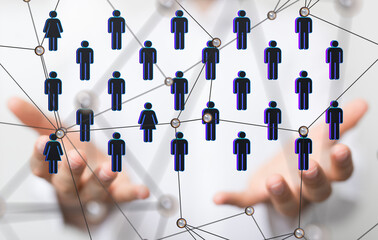 Aufkleber - Global network. Blockchain. 3D illustration. Neural networks and artificial intelligence. Abstract